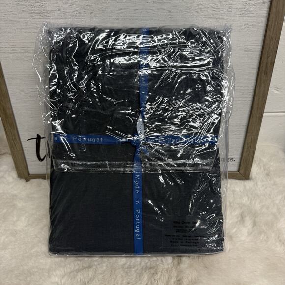 Alda Têxteis King Duvet Set 50% Linen 50% Cotton Blue Portugal NWT - Picture 3 of 4